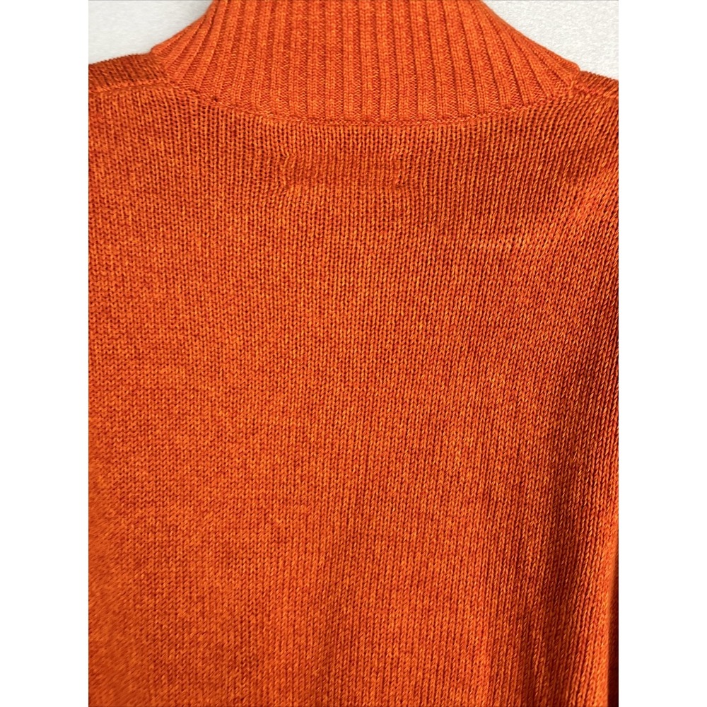 Chaps Men's Sweater Large Orange Mock Neck Henley Elbow Patches Suede Trim 2982 - Picture 13 of 13